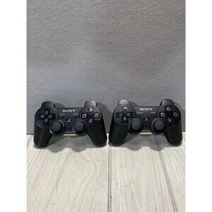 2 Authentic PlayStation 3 PS3 DualShock 3 OEM Controller Black Genuine UNTESTED